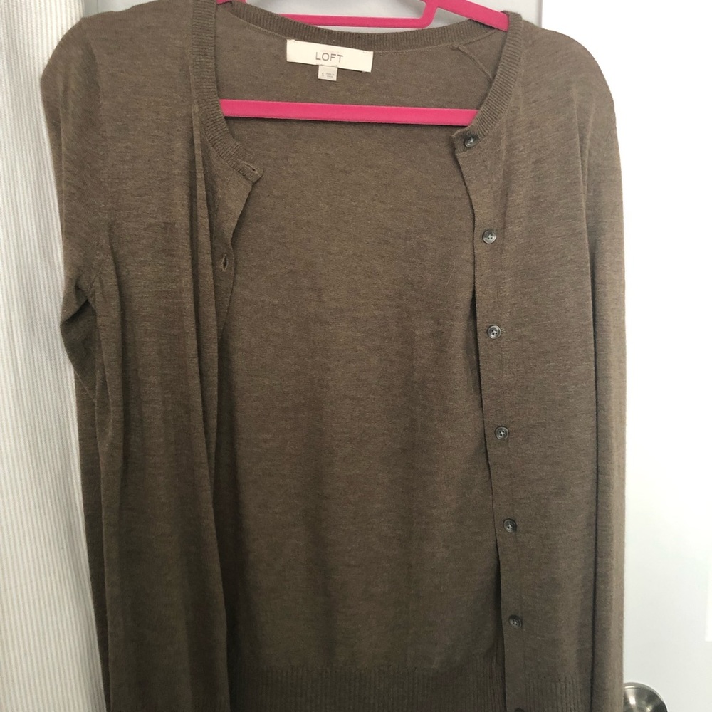 Olive Green LOFT Cardigan